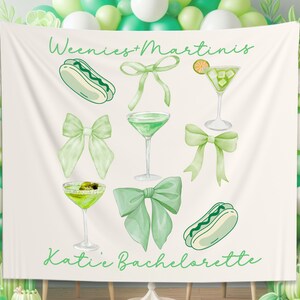 Custom Weenies and Martinis Tapestry, Weeny Martini Bachelorette Decor, Martini Themed Birthday Party A Tini Bit Older Martinis and Weenies