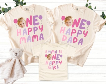One Happy Girl Birthday Matching Family Shirts, Girls First Birthday Party, BDay Shirt Mom Dad Retro Hippy 70s BDay Theme