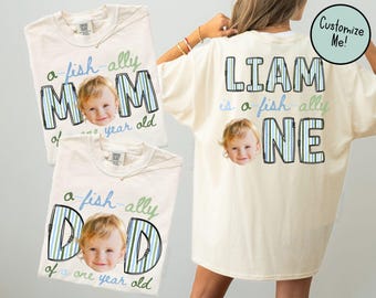 O-Fish-Ally One Birthday Matching Family Shirts Front and Back, Boys First Birthday Party, 1st BDay Shirt Mom Dad Fishing Theme