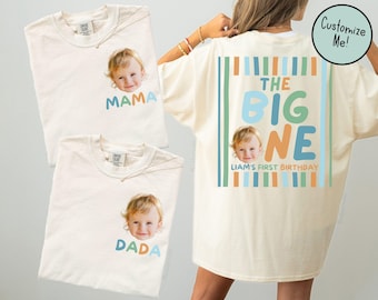 The Big One Surf Birthday Matching Front and Back Family Shirts Front and Back, Boys First Birthday Party, 1st BDay Shirt Mom Dad Beach