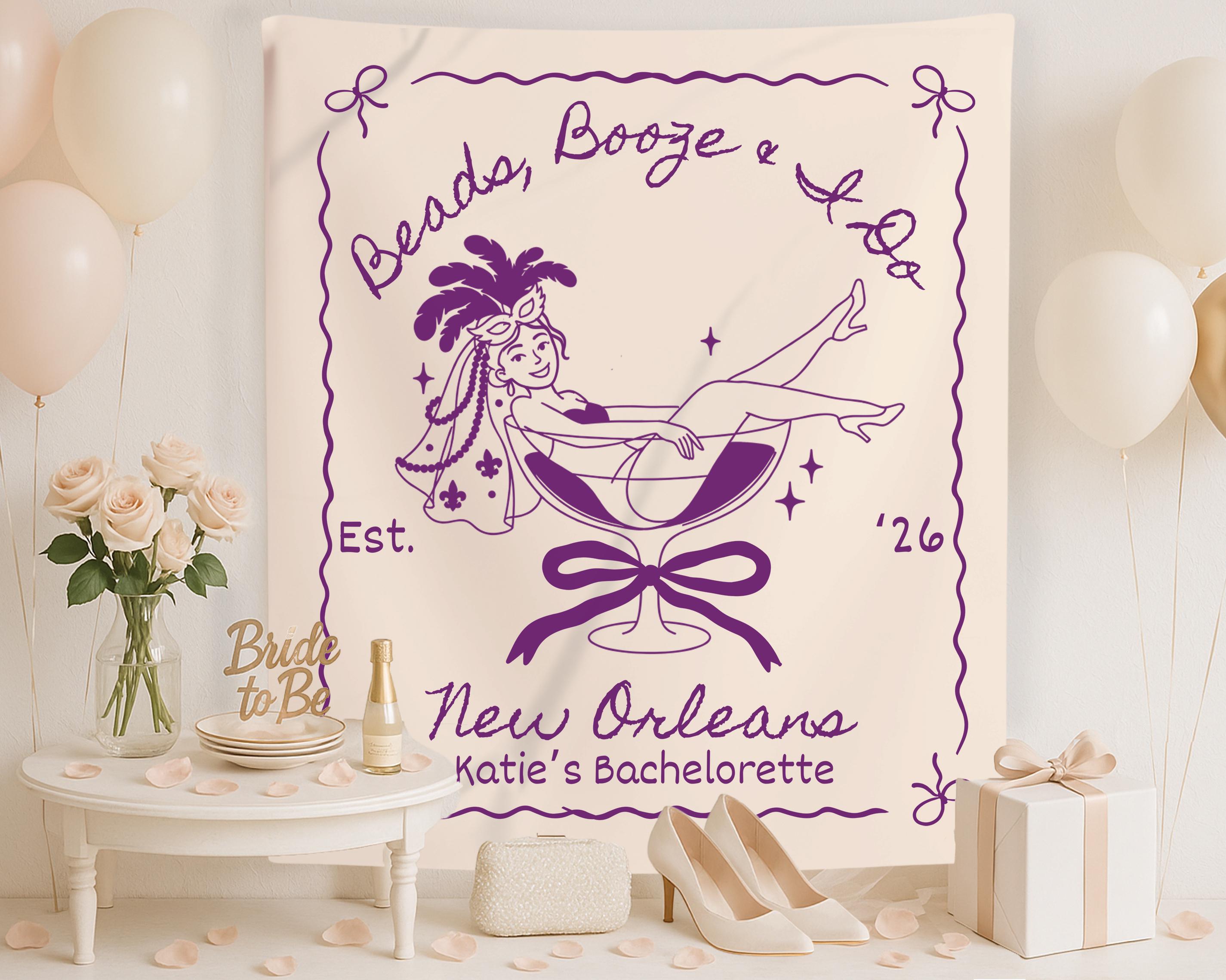 Custom New Orleans Bachelorette Tapestry NOLA Girls Trip Party