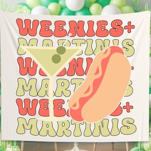 Custom Weenies and Martinis Tapestry, Weeny Martini Bachelorette Decor, Martini Themed Birthday Party A Tini Bit Older Martinis and Weenies