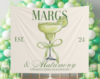 Custom Margs and Matrimony Engagement Party Tapestry Margaritas Matrimony Bridal Shower Theme Wall Hanging for Engagement Party Welcome Sign