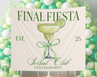 Custom Final Fiesta Bachelorette Decor, Margs and Matrimony Tapestry, Final Fiesta Bachelorette Party Backdrop for Photo, Social Club Bach