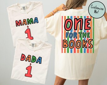 One for the Books Birthday Matching Family Shirts, Boys First Birthday, Girls First Birthday Party, Mom Dad Chapter One Reading Themed BDay
