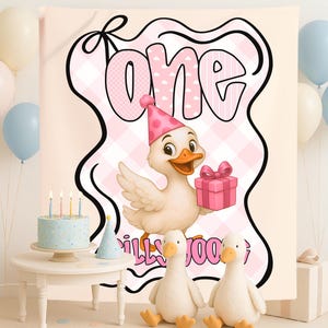 Custom One Silly Goose Birthday Party Decor, Goose First Birthday Tapestry, Girls 1st Birthday Banner, One Silly Goose Welcome Sign for Boys
