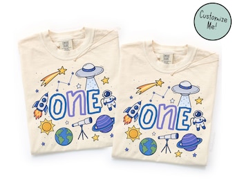 Space Themed Birthday Matching Family Shirts Front Only, First Trip Around the Sun Birthday Party, Galaxy Astronaut Birthday Tee Mom Dad