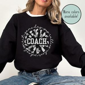 Cheer Coach Sweatshirt, Cute Cheerleading Coach TShirt, Game Day Custom Gift for Cheer Coach Sweater, Coquette School Spirit Cheer Shirt