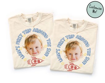 Space Themed Birthday Matching Family Shirts Front Only, First Trip Around the Sun Birthday Party, Galaxy Astronaut Birthday Tee Mom Dad