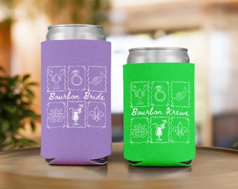 Custom New Orleans Bachelorette Can Coolers, NOLA Girls Trip Party Favors for Mardi Gras Bachelorette Decor Gift for Bridesmaid