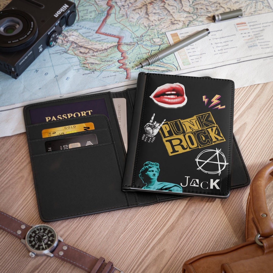 Personalized Punk Rock Passport Cover, Passport Holder, Personalizable ...