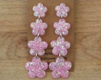 Japanese Cherry Blossom Earrings pastel statement earrings spring  jewelry floral dangle botanical earrings kawaii earrings cute Sakura