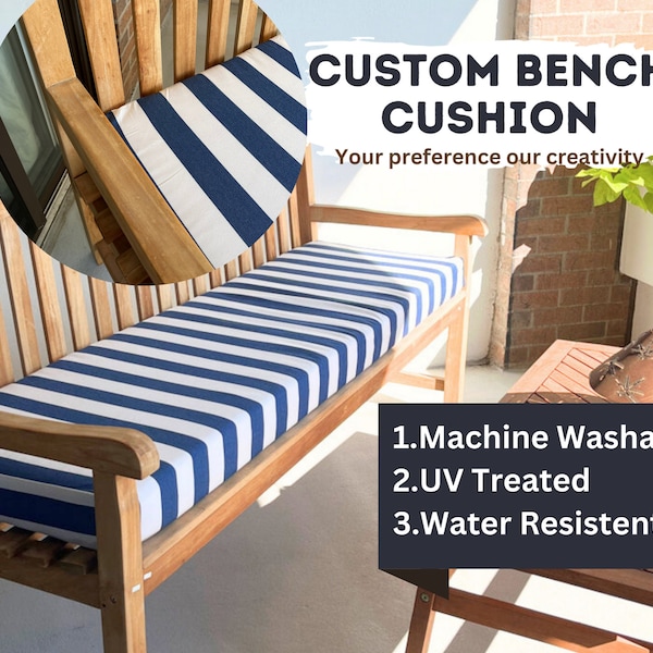 Custom Bench Cushion with 2" Thickness | Garden Bench Cushion | Picnic Cushion Pad | Custom Bench Cushion | Patio Sofa Cushion