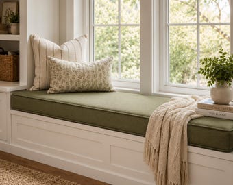 Custom Window Seat Cushion | Reading Nook Bench Pad, Bay Window Seating