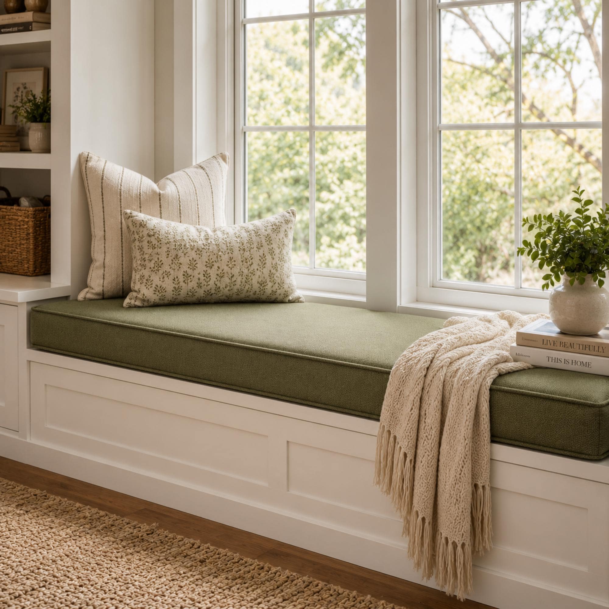 Custom Window Seat Cushion | Reading Nook Bench Pad, Bay Window
