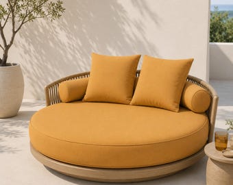 Custom Round Daybed Cushion: All-Weather Sunbrella Patio Furniture