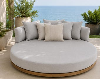 Custom Round Daybed Cushion: Sunbrella Outdoor Lounge Bed Patio Cushion
