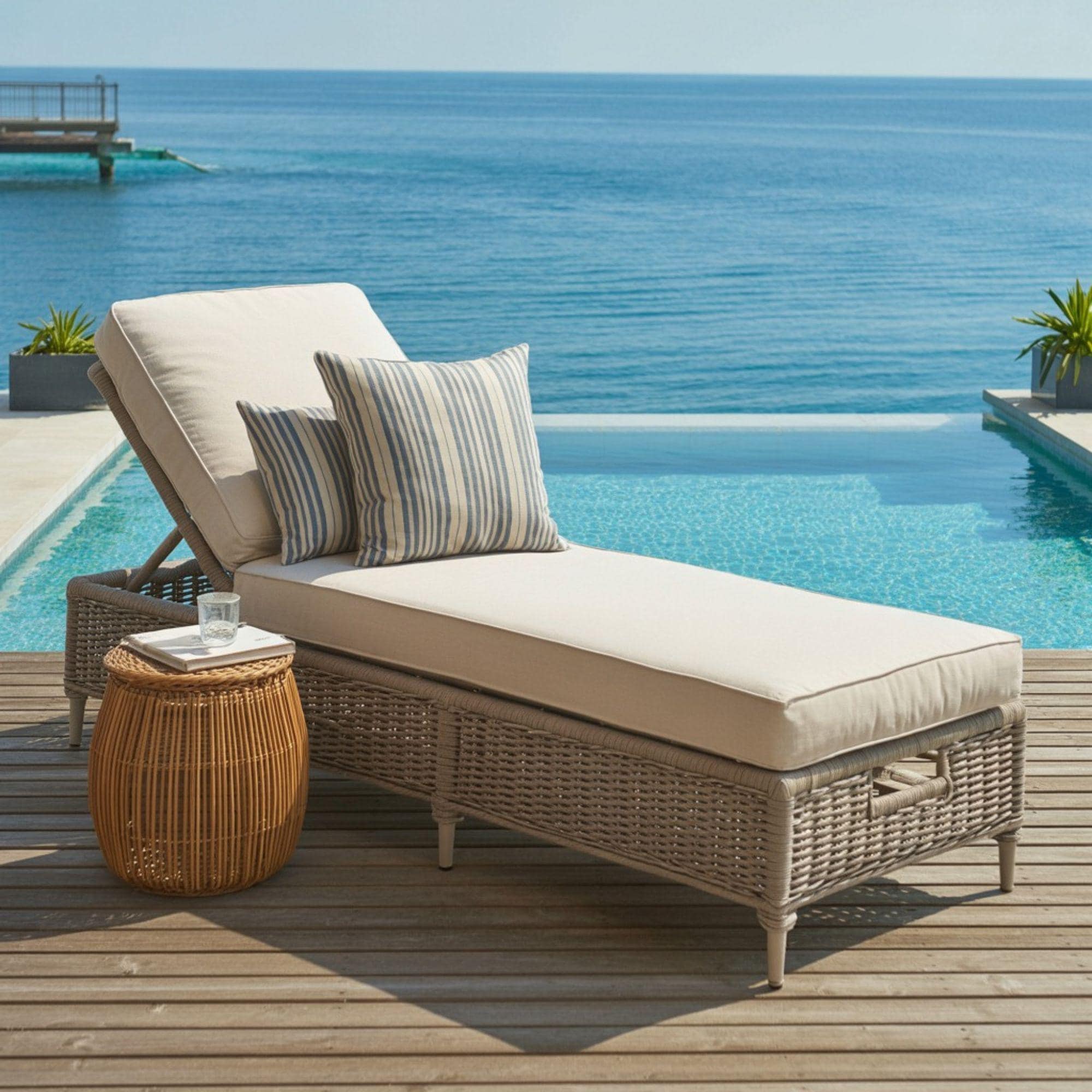 Water-Resistant Garden Sun Lounger Cushions Outdoor Folding Sunbed Cushion Pads | UK