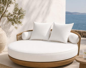 Custom Round Outdoor Cushion: Water Resistant Patio, Garden, Bistro Seat Pad