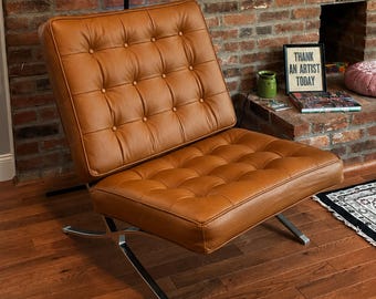 Custom Full Grain Leather Chair Cushion Replacement Pad – Tufted Seat Pad