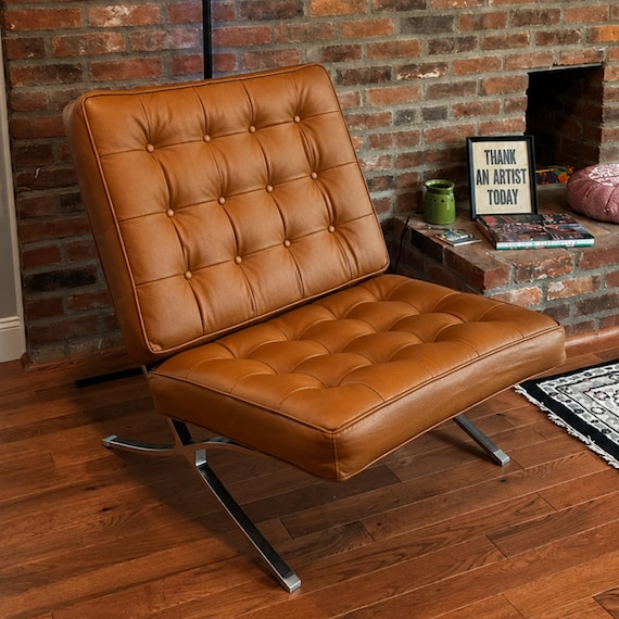 Custom Full Grain Leather Chair Cushion Replacement Pad – Tufted Seat Pad