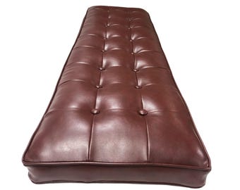 Custom Real Leather Bench Cushion | Genuine Leather Seat Pad Any Size