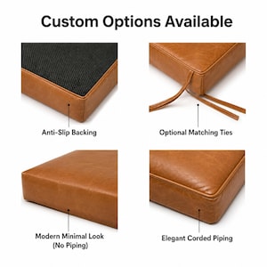 Custom Full Grain Leather Chair Cushion Replacement Pad – Tufted Seat Pad Bild 7