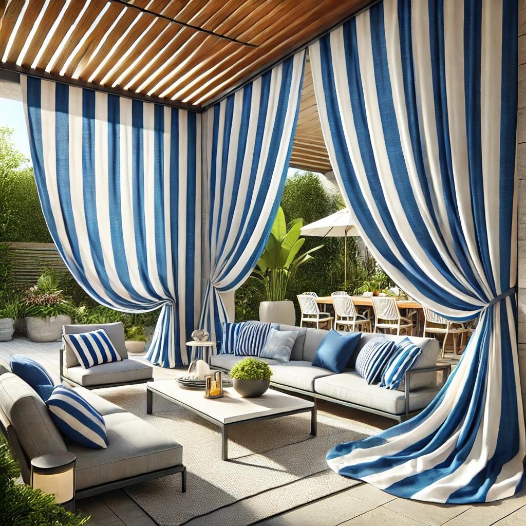Custom Sunbrella Striped Outdoor Curtains – Durable, Weather-Resistant & Stylish for Patios