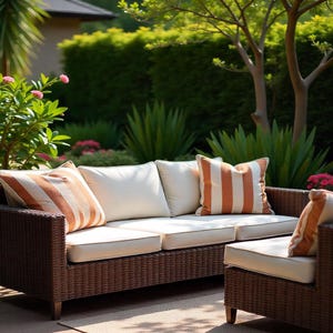 Custom Outdoor Sofa Cushions: 4-Inch Patio Seat Pads, Water & UV Resistant