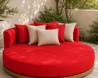 Custom Outdoor Round Daybed Cushion: Sunbrella Patio Lounge (3 Inch Thick)