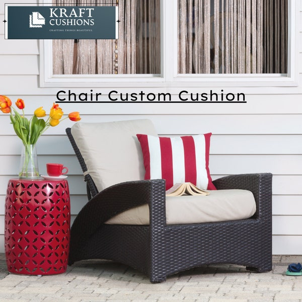 Custom Shape chair Cushion/Rectangular chair cushion/Custom hinged cushion for chair/outdoor seat  cushion/Replacement cushion cover