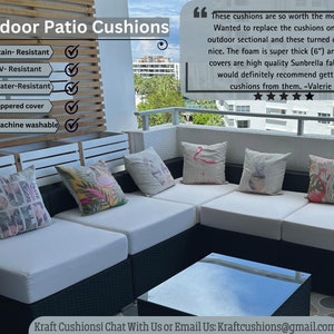 Rsh dcor Indoor Outdoor Sunbrella Deep Seating Loveseat Cushion Set, 1- 46 x 26 x 5 Seat and 2- 25 x 21 Backs, Canvas Aruba, Beige