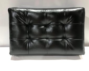 Custom Real Leather Tufted 2 inch Bench Cushion – Premium Black Leather, Elegant Seating, Perfect for Entryway, Bedroom or Living Room Décor