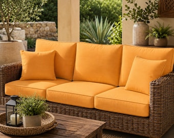 Custom Sunbrella Outdoor Chair Cushions: 3-Inch Thick Seat & Back Set