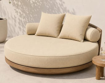 Custom Round Daybed Cushion: 3-Inch Thick Outdoor Lounge Seat Pad