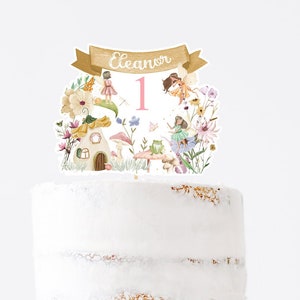 Editable Fairy 1st Birthday Cake Topper Fairy First Birthday Cake Decoration Garden Party Cake Toppers Enchanted Printable 0213