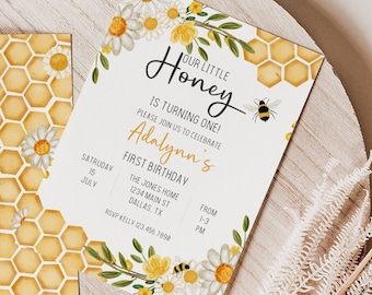 Editable Honey Bee Birthday Invitation Printable 0143