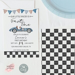Editable Racing Car Birthday Invitation Fast One Birthday Invite 1st Birthday Boy Printable Race Car First Birthday Instant Download 0131