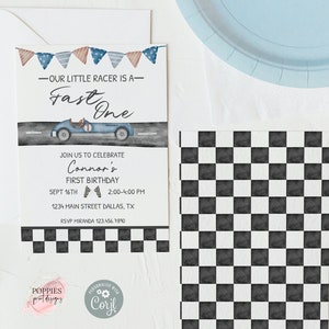 Editable Racing Car Birthday Invitation Fast One Birthday Invite 1st Birthday Boy Printable Race Car First Birthday Instant Download 0131