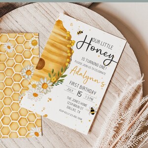 Editable A Little Honey Bee Birthday Invitation Download First Bee Day Birthday Party Bumblebee Birthday Invite Floral Bee Printable 0143