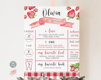 Editable Strawberry Party Birthday Milestone Sign Berry First Birthday Poster Sign Berry Sweet Party Sign Printable 0150