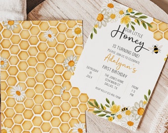 Editable A Little Honey Bee Birthday Invitation Download First Bee Day Birthday Party Bumblebee Birthday Invite Floral Bee Printable 0143
