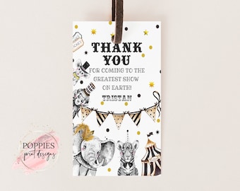 Editable Circus Birthday Party Favor Tag, Carnival Birthday Thank You Tag, Custom Circus Gift Tag, Printable 0138