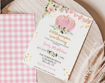 Kleine Kürbis ist auf dem Weg Baby-Dusche-Einladung, Eitable Baby-Dusche-Einladung, Herbst-Blumen-Kürbis-Baby-Dusche-Einladung druckbare 0172