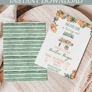 Editable Little Cuties Birthday Orange Citrus Invitation Download Orange Blossom Birthday Party Cute One Two Cute Invite Printable 0142