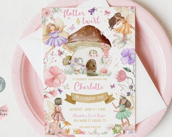 Editable Fairy Birthday Invitation, Enchanted Forest Birthday Invite, Fairy Garden Birthday, Fairy 1st Birthday Magical Printable 0208