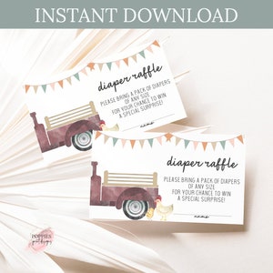 Farmer&#39;s Market Diaper Raffle Card, Locally Grown Baby Shower Game, Gender Neutral Shower Printable 0147