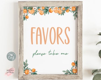 Cutie Party Favors Table Sign, Little Cutie Baby Shower, Lindo, Dos Lindos Naranja Cumpleaños Fiesta Favores Impresión, Favor de Fiesta Imprimible 0142