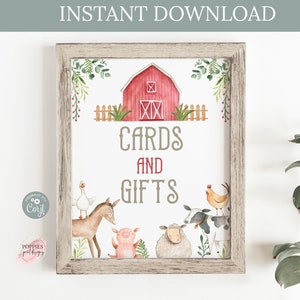 Cartes de basse-cour et cadeaux signe ferme fête d'anniversaire cadeau Table signe ferme Animal fête d'anniversaire Animal anniversaire décoration imprimable 0127