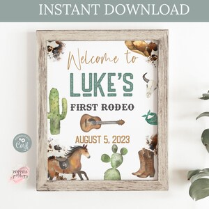 Editable Rodeo Birthday Welcome Sign Custom First Rodeo Birthday Party Decor Download Country Western Birthday Sign Welcome Printable 0113